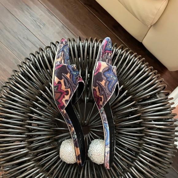 Vaneli Floral Velvet Rhinestone Heel Slide Sandal - Picture 6 of 11